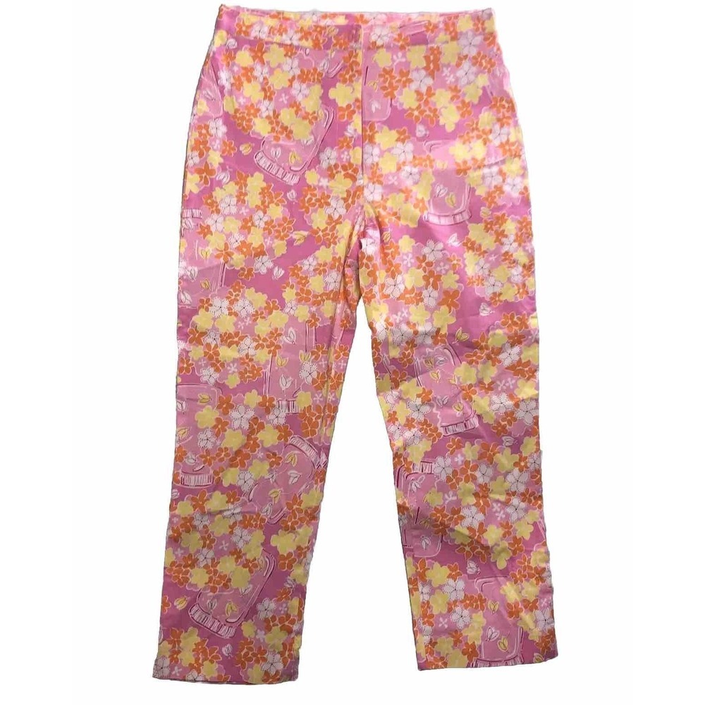 Lilly Pulitzer Pants Women's Size‎ 0 Night Lights Pink Floral Firefly Print